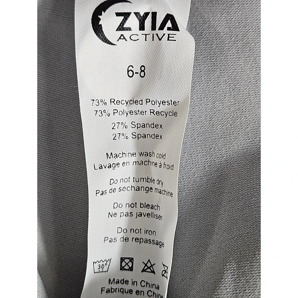 NWT‎ Zyia Active Gray Metallic Plus Pocket Light n Tight 7/8 Leggings Size 6-8